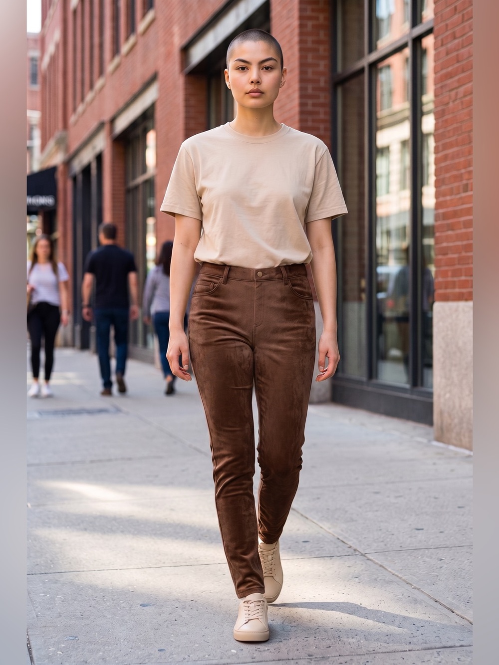 Time and Tru Womens Brown Faux Suede Skinny Leg Pants Size XL 16-18